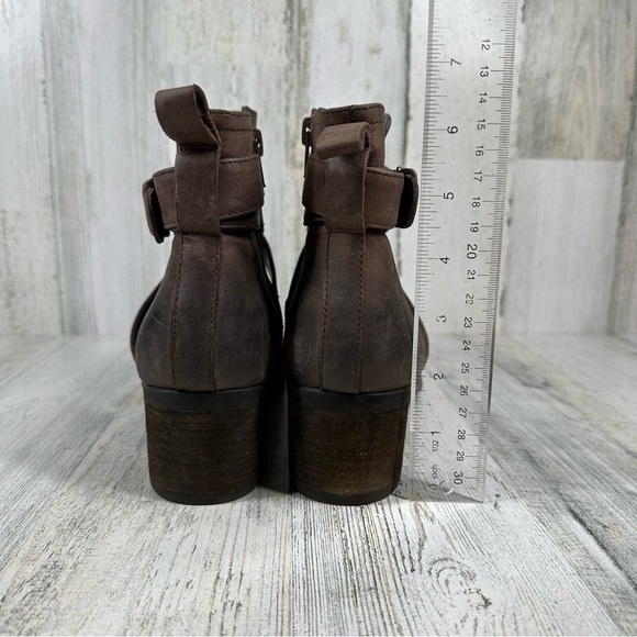 Tara M. Brown Leather Ankle Boots with Leather Straps Buckle Detail #1167 - Picture 8 of 11